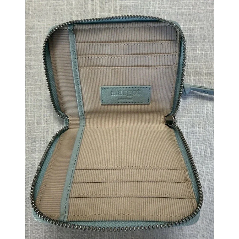 Margot New York Dana Small Zip Around Wallet Light Blue Spring EUC